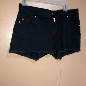 Black denim shorts